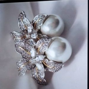 Blooming Flower Drop Cubic Zirconia Earrings.